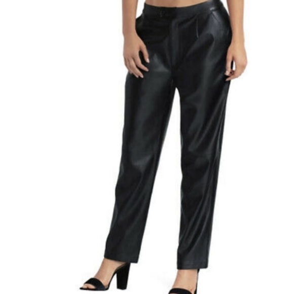 HALSTON Faux Leather Straight Leg Pants - Picture 3 of 12
